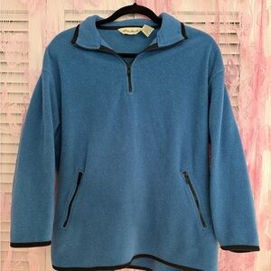 Blue vintage Eddie Bauer quarter-zip fleece pullover, size L